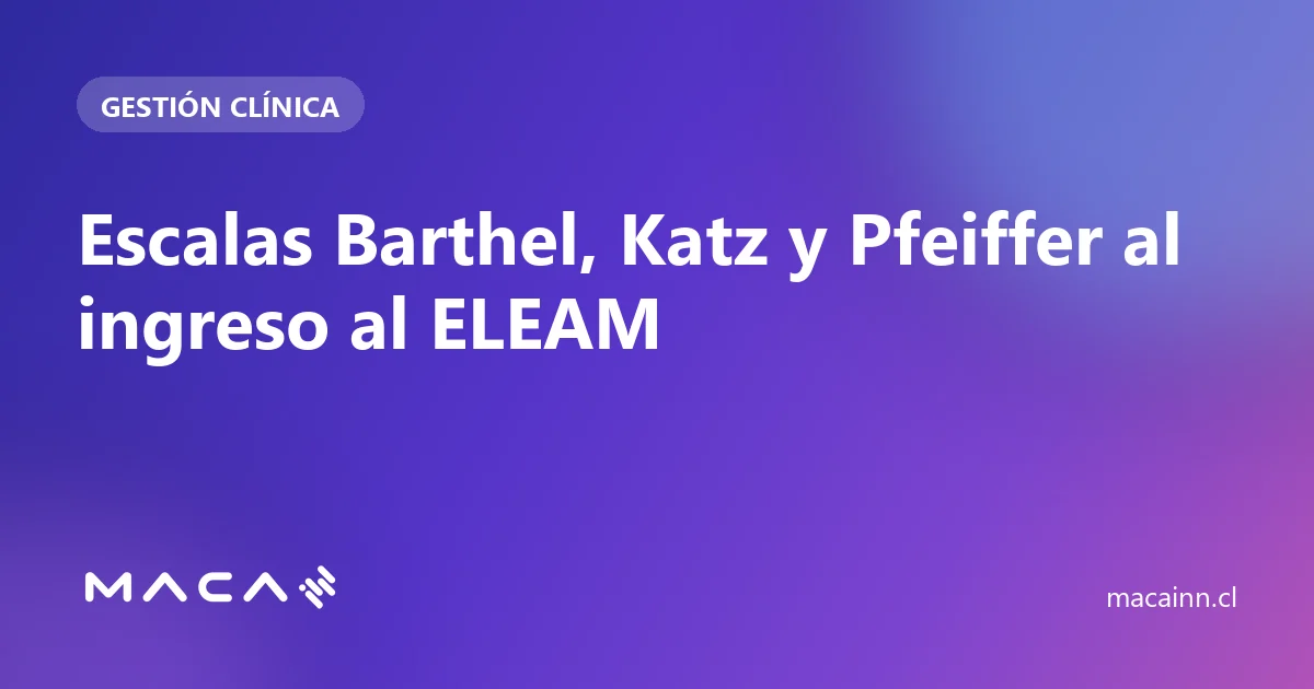 Escalas Barthel, Katz y Pfeiffer al ingreso al ELEAM