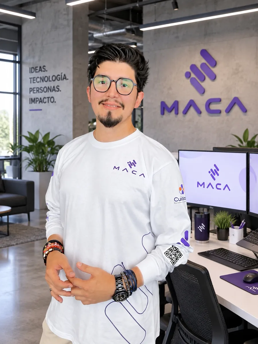Thomas Contreras Gavilán en la oficina de MACA